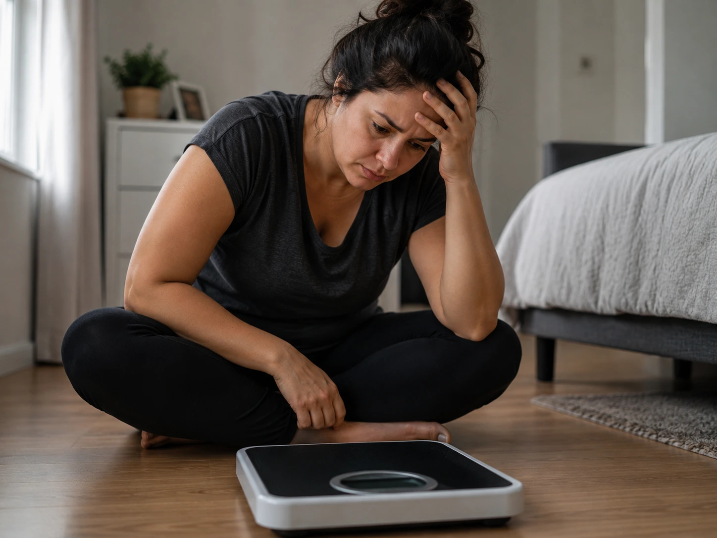 Woman checking the scale